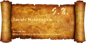 Imreh Nikoletta névjegykártya